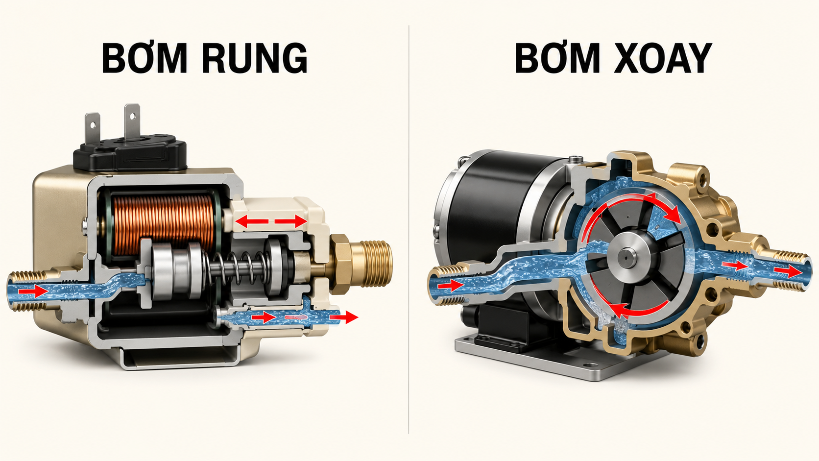 Bơm rung và bơm xoay trong máy pha cà phê