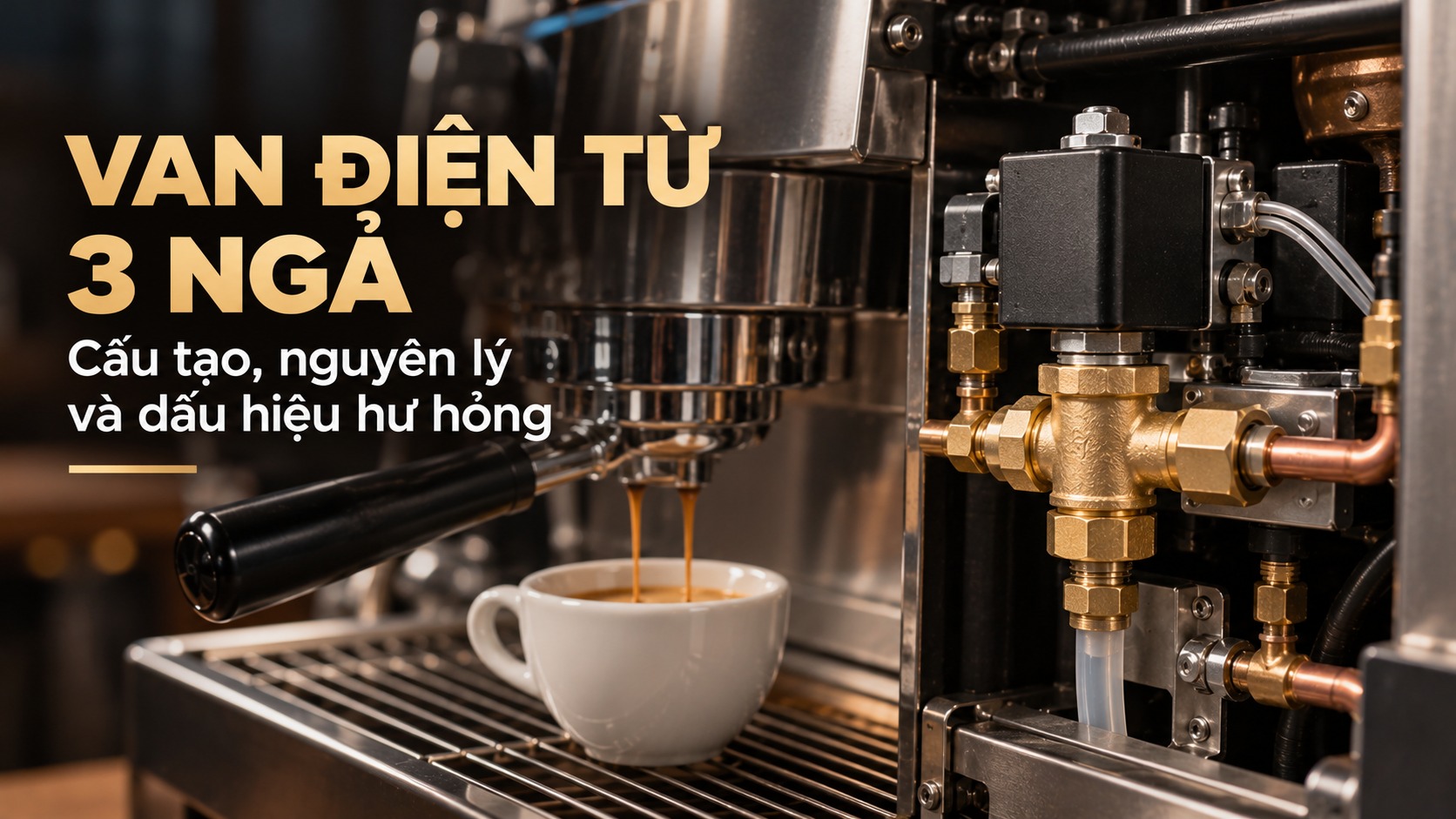 Van điện từ 3 ngả trong máy pha cà phê Espresso chuyên nghiệp